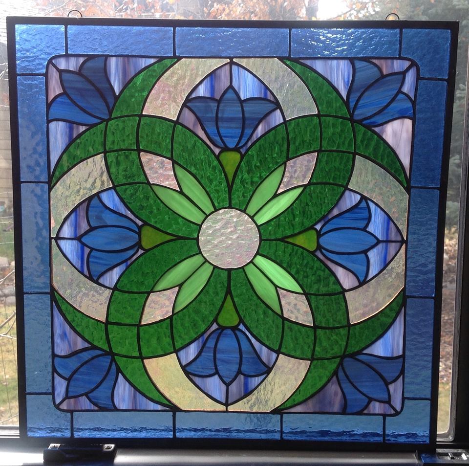 geometric stained glass flower